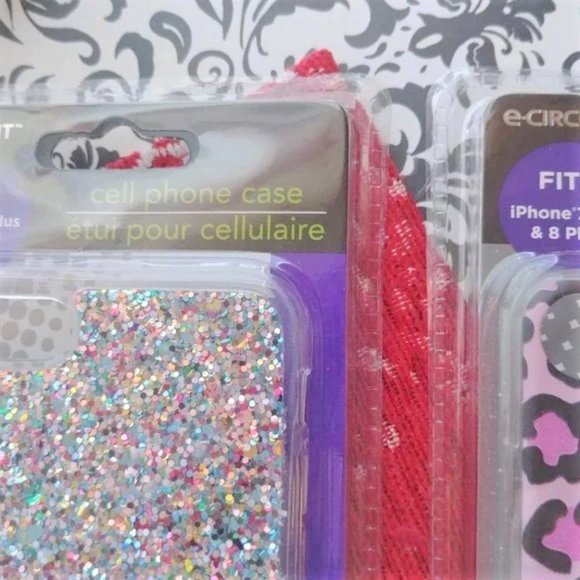 NWT TWO Apple iPhone 7 8 plus case cover PINK animal glitter leopard cheetah LOT - Picture 6 of 15